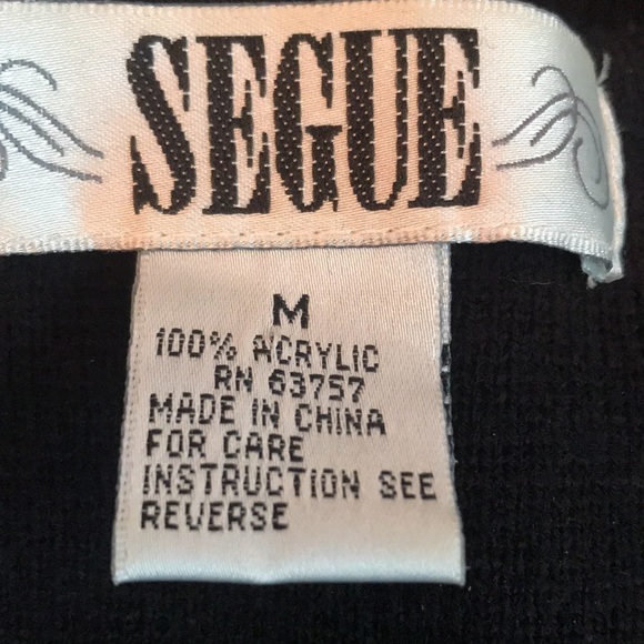 Vintage SEGUE Embellished Embroidered Black/Tan Cardigan Size M - Picture 4 of 6